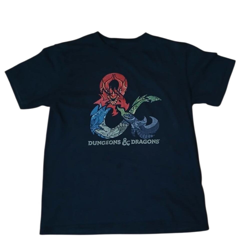 Dungeons & Dragons Ampersand Dragon Logo T-Shirt Youth L Black & Multicolor - Picture 4 of 4